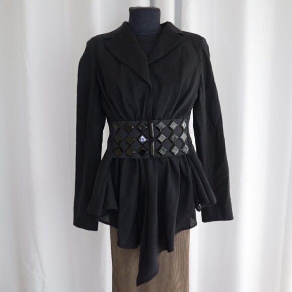 Vintage Paul Cornish Black Draped Blazer Sz M - Picture 2 of 7